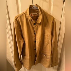 This is a heavy thread twill chore coat, size XL, light khaki color